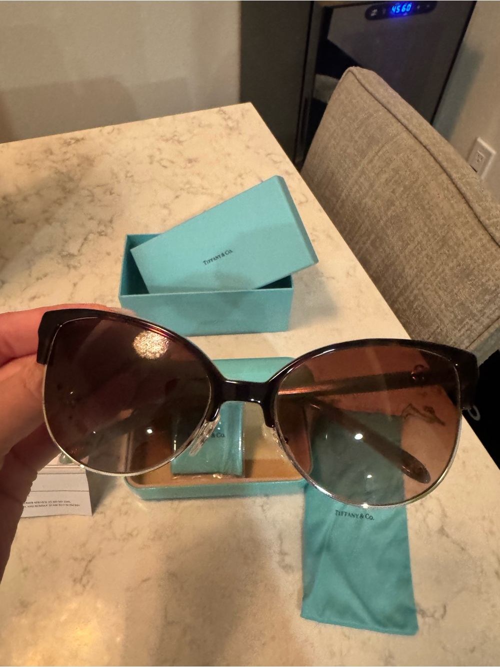 Tiffany & Co. TF4080 Heart Cat Eye Sunglasses Tiffany Blue